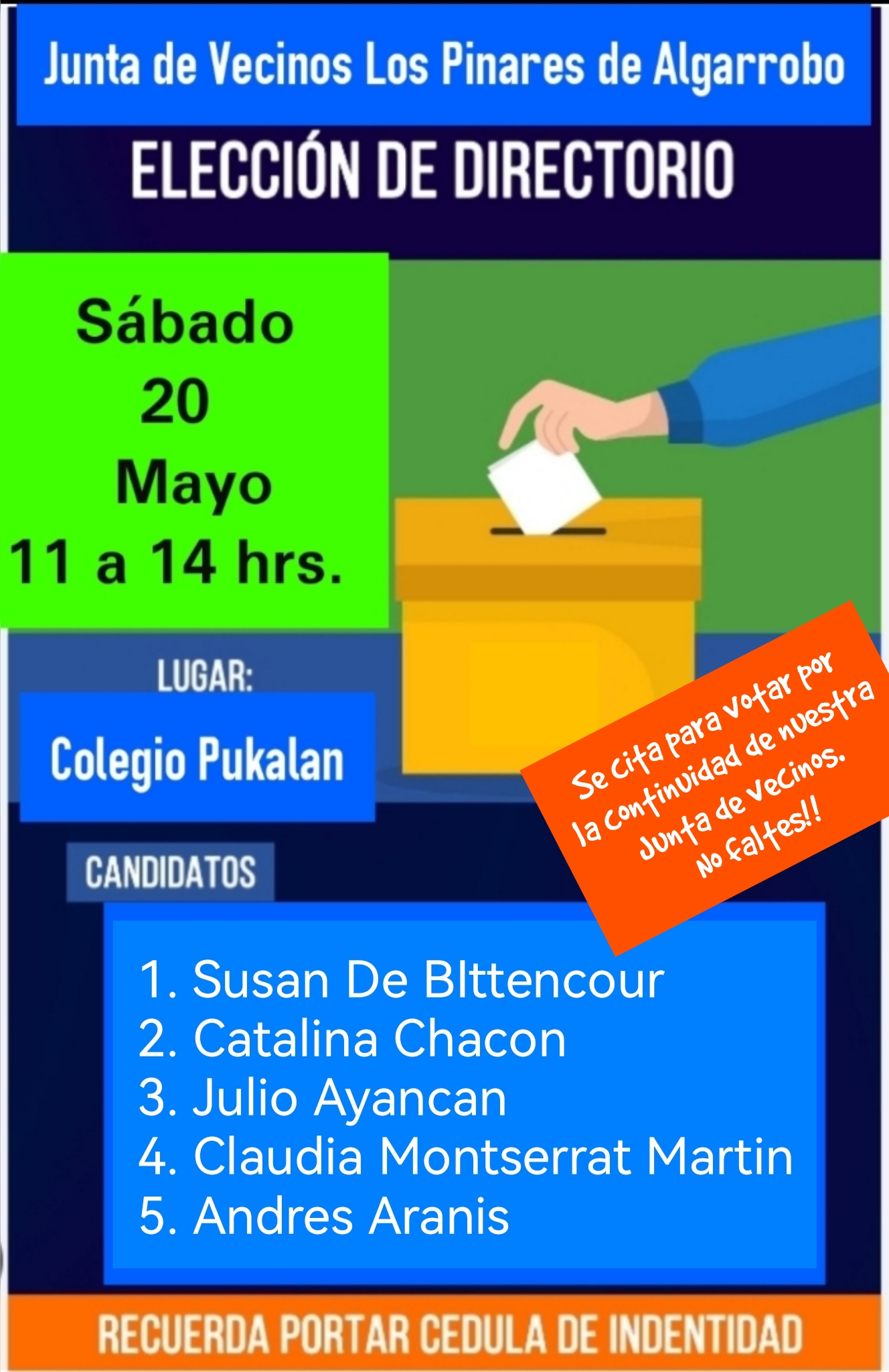 Elecciones JJVV Los Pinares de Algarrobo